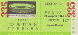 Билет к матчу СПАРТАК vs Динамо (Киев, СССР), 1974.08.20